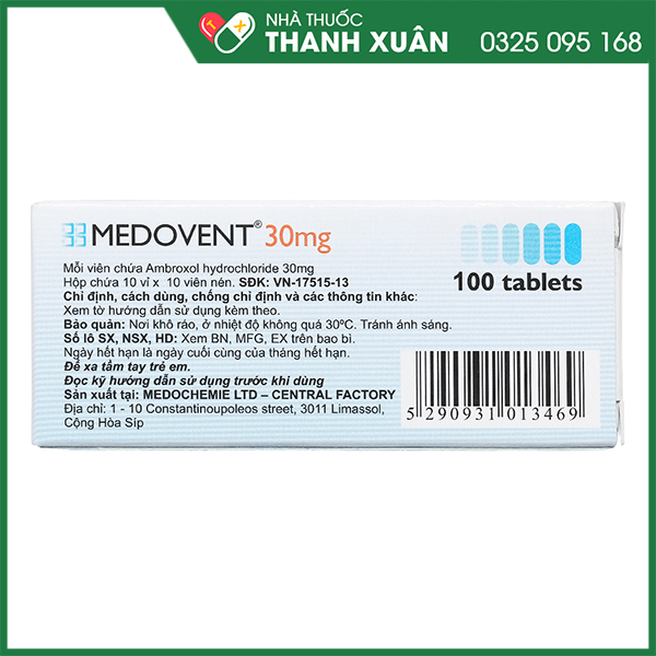 Medovent 30mg trị triệu chứng bệnh phế quản